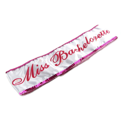 Miss Bachelorette Flashing Sash in White