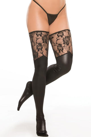 Wet Look and Lace Tights in OS