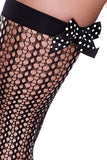 Sheer Jacquard Satin Bow Thigh Highs in OS