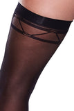 Black Jacquard Patterned Thigh Highs in OS