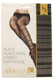 Black Sheer Striped Pantyhose in OS