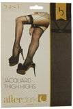 Black Sheer Jacquard Thigh Highs in OS