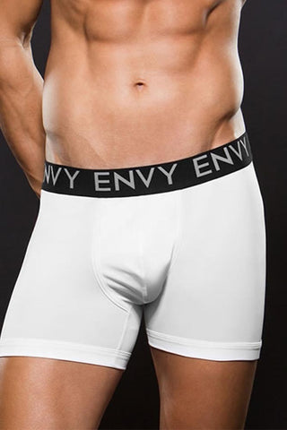 Microfiber Lowrise White Elastic Waist Boxer in S/M