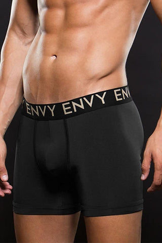 Microfiber Lowrise Black Elastic Waist Boxer in M/L