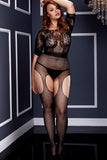 Short Sleeve Suspender Bodystocking in OSXL