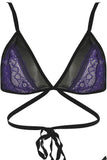Purple Criss Cross Lace Bikini Set with Garters in S/M