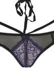 Purple Criss Cross Lace Bikini Set with Garters in M/L