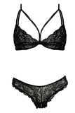 Black Crotchless Lace Bikini Set in M/L