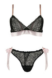 Pink Satin Side Tie Bikini Set in S/M