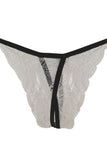 White Lace Bra and Crotchless G-String in S/M