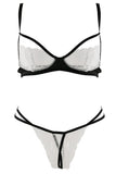White Lace Bra and Crotchless G-String in S/M