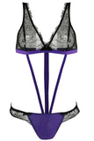 Black Lace and Purple Micro Teddy in S/M