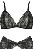 Black Floral Lace Bra, Garter & G-String in S/M