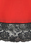 Red Satin and Black Lace Chemise in M/L