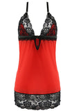 Red Satin and Black Lace Chemise in M/L