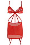 Red Criss Cross Lace Mini with Garters in S/M