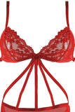 Red Criss Cross Lace Mini with Garters in M/L