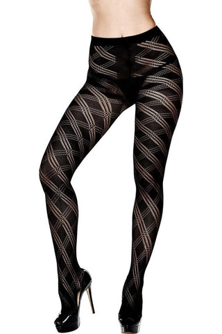 Fancy Knit Striped Pantyhose in OSXL