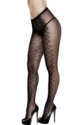 Black Swirl Print Pantyhose in OSXL