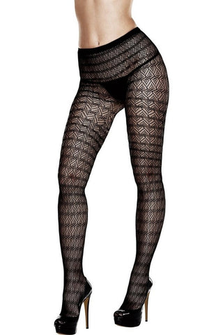 Mesmerizing Black Jaquard Pantyhose in OSXL