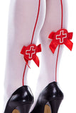 Naughty Nurse White Fishnet Thigh Highs in OSXL