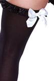 Black Opaque Ruffle Trimmed Thigh High in OSXL