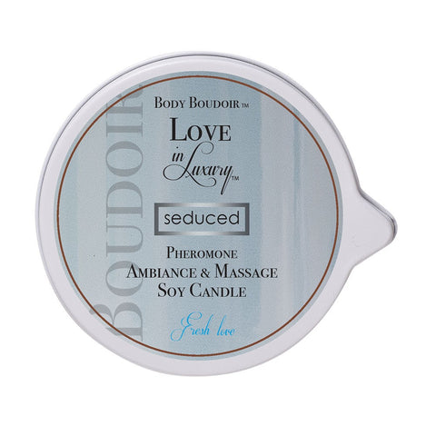 Seduced 6oz Pheromone Soy Massage Candle in Fresh Love