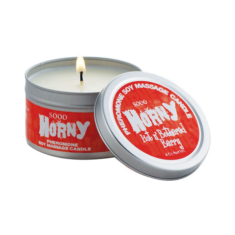 Sooo Horny Pheromone Soy Massage Candle in Berry