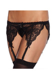 Black French Lace Garter Belt in OSXL