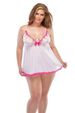 Kissable White Patterned Babydoll & G-String in OSXL