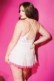Kissable White Patterned Babydoll & G-String in OSXL