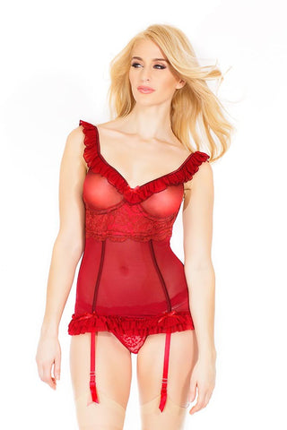 Lace Bustier with Ruffle Neckline in S