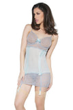 Misty Blue and Grey Lace Chemise with Garters in S
