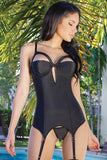 Black Microfiber Bustier with Strappy Details in S