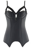 Black Microfiber Bustier with Strappy Details in S