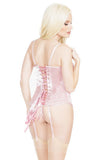Dusty Rose Demi Cup Bustier with Eyelash Lace in L
