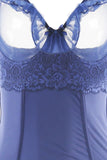 Navy Blue Ruffle Trimmed Bustier with Mesh Bust in M