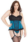 Dark Teal Corset with Floral Black Lace Overlay in 3X/4X