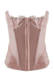 Dusty Rose Demi Cup Bustier with Eyelash Lace in 3X/4X