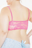 Neon Pink Floral Lace Bralette in OSXL