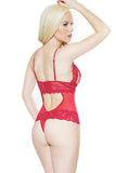 Romantic Red Lace and Mesh Teddy in OS