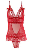 Romantic Red Lace and Mesh Teddy in OS