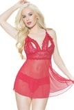 Romantic Red Peek-a-Boo Babydoll in OS