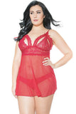 Romantic Red Peek-a-Boo Babydoll in OSXL