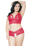 Romantic Red Peek-a-Boo Bra Set in OSXL