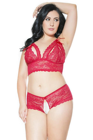Romantic Red Peek-a-Boo Bra Set in OSXL