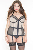 Soft Nude and Black Fishnet Bustier in 3X/4X