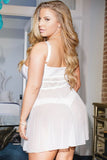 Porcelain Flyaway Babydoll and Thong in 3X/4X