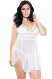 Porcelain Flyaway Babydoll and Thong in 3X/4X