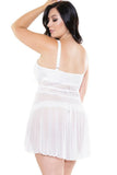 Porcelain Flyaway Babydoll and Thong in 3X/4X